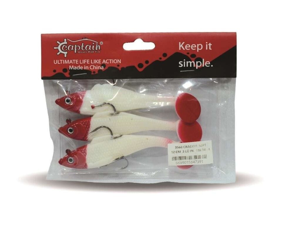 Captain 3568 Cracker Soft 12cm Levrek Turna Silikonu 3lü Set Suni Balık