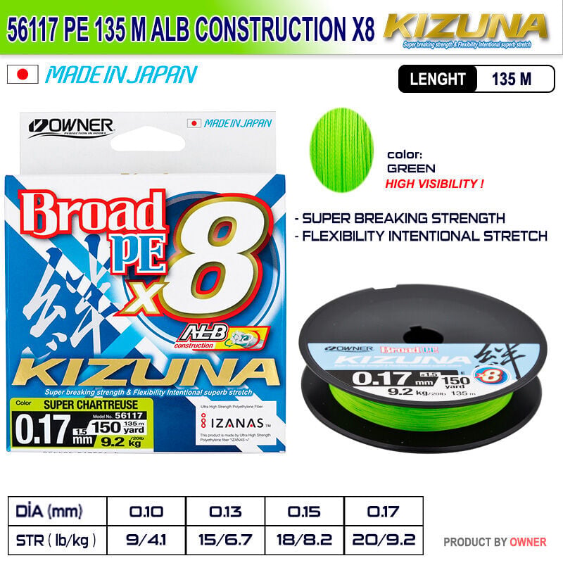Kizuna 56117 Pe 135m Alb Construction x8 Super Chartreuse