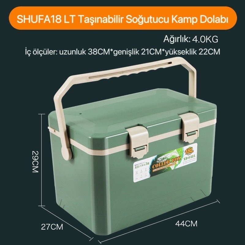 Shufa 18 LT Taşınabilir Soğutucu Kamp Dolabı (HAKİ)