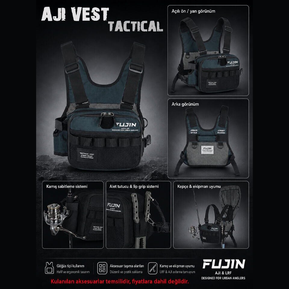 Fujin Tactical Vest Black Balıkçı Çantası