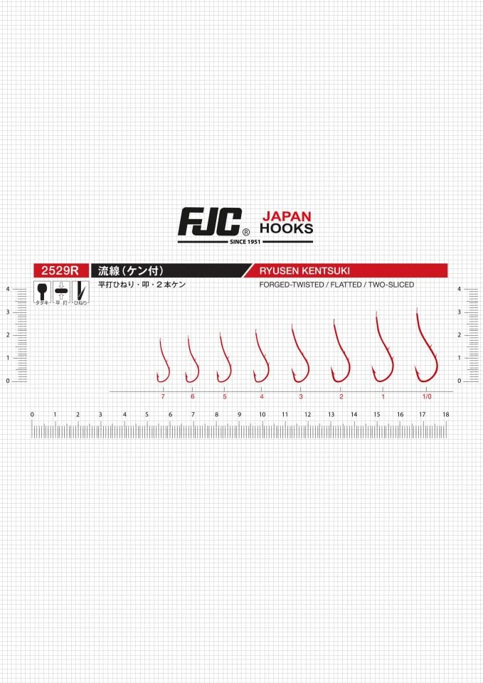 FJC Ryusen Two Sliced 2529 Red (Kırmızı) Olta İğnesi