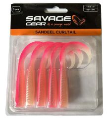 Savage Gear LB Sandeel Curltail 10cm Pink Glow Back 5 Adet Sahte Balık