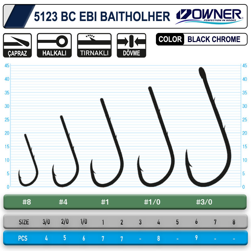 Owner 5123 Ebi Baitholder Black Chrome İğne