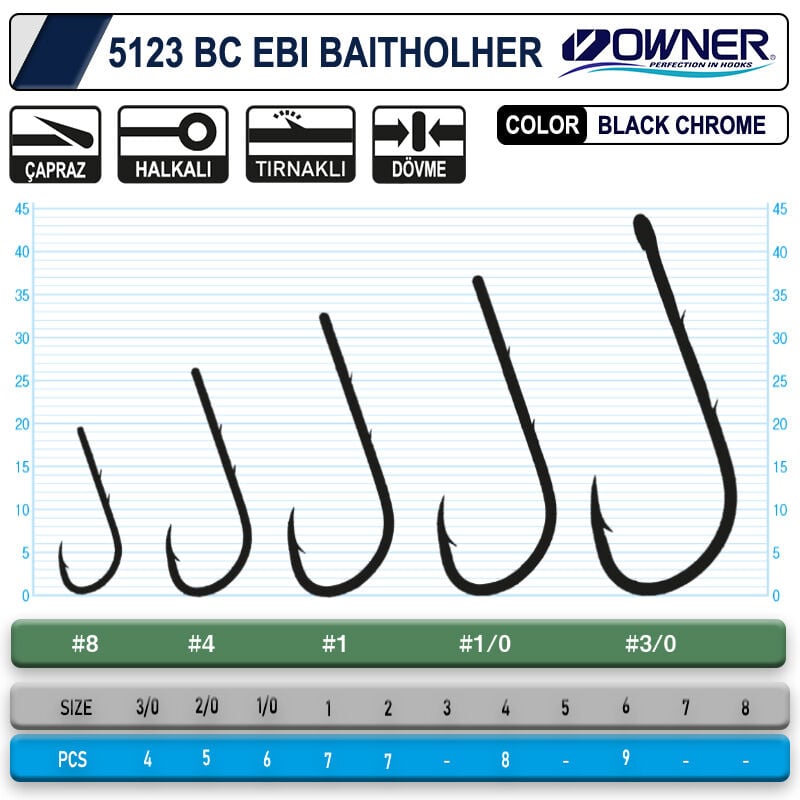 Owner 5123 Ebi Baitholder Black Chrome İğne