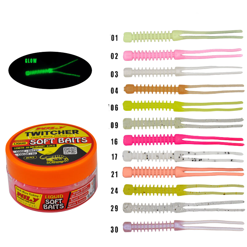 Wily Twitcher Sıvılı Silikon Yem 55 mm 20 Adetli