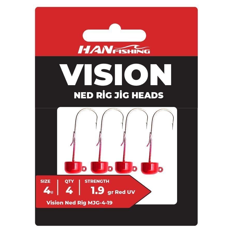 Hanfish Vision Ned Rig UV Red Jighead