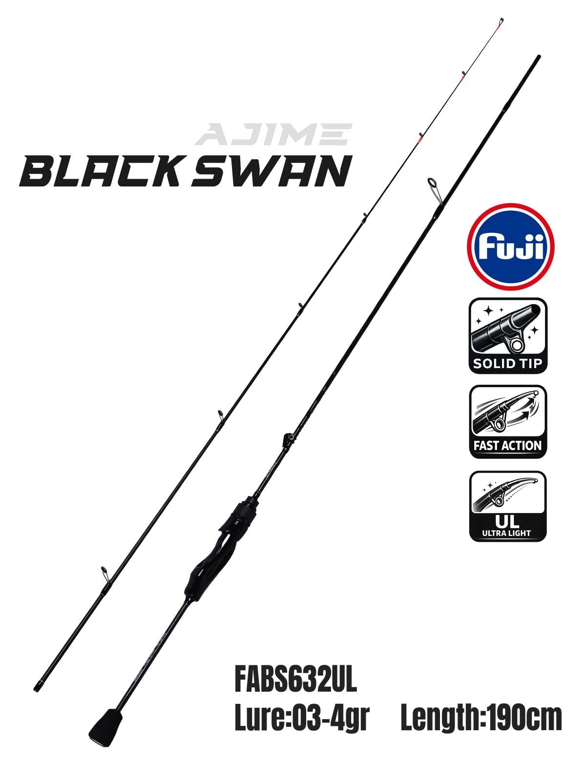 Fujin Ajime Black Swan 190cm 03-4gr Aji LRF Kamışı