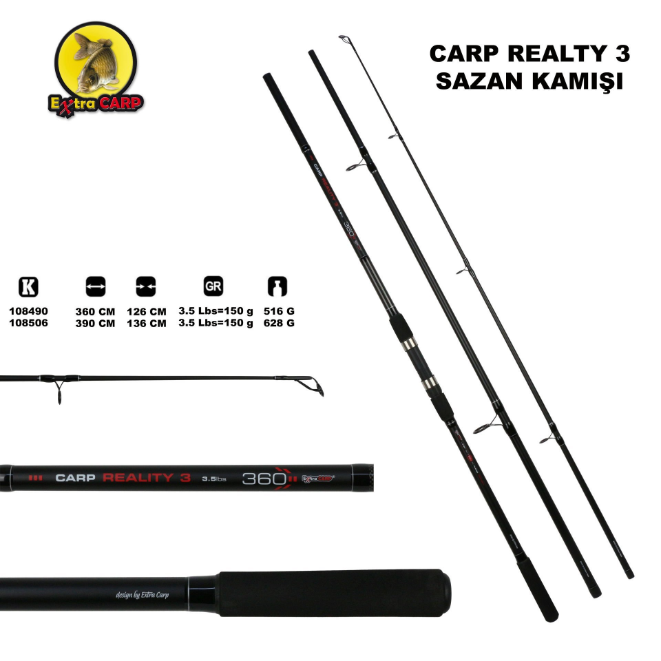 Extra Carp Reality Carp 3 Parça 3.5 lbs 390 cm Sazan Kamışı
