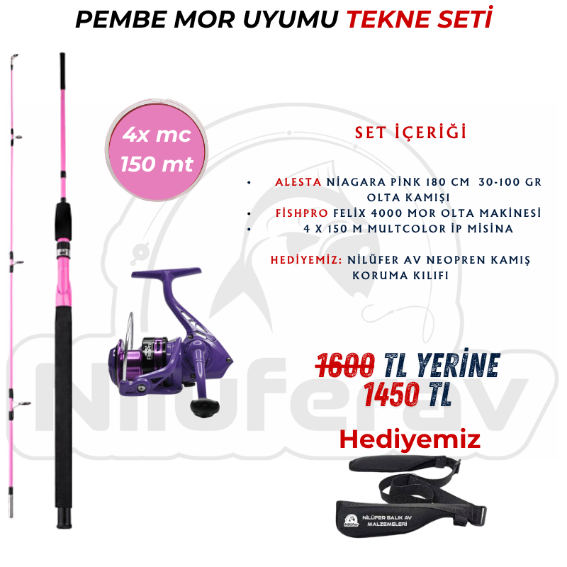 Pembe Mor Uyumu Tekne Seti