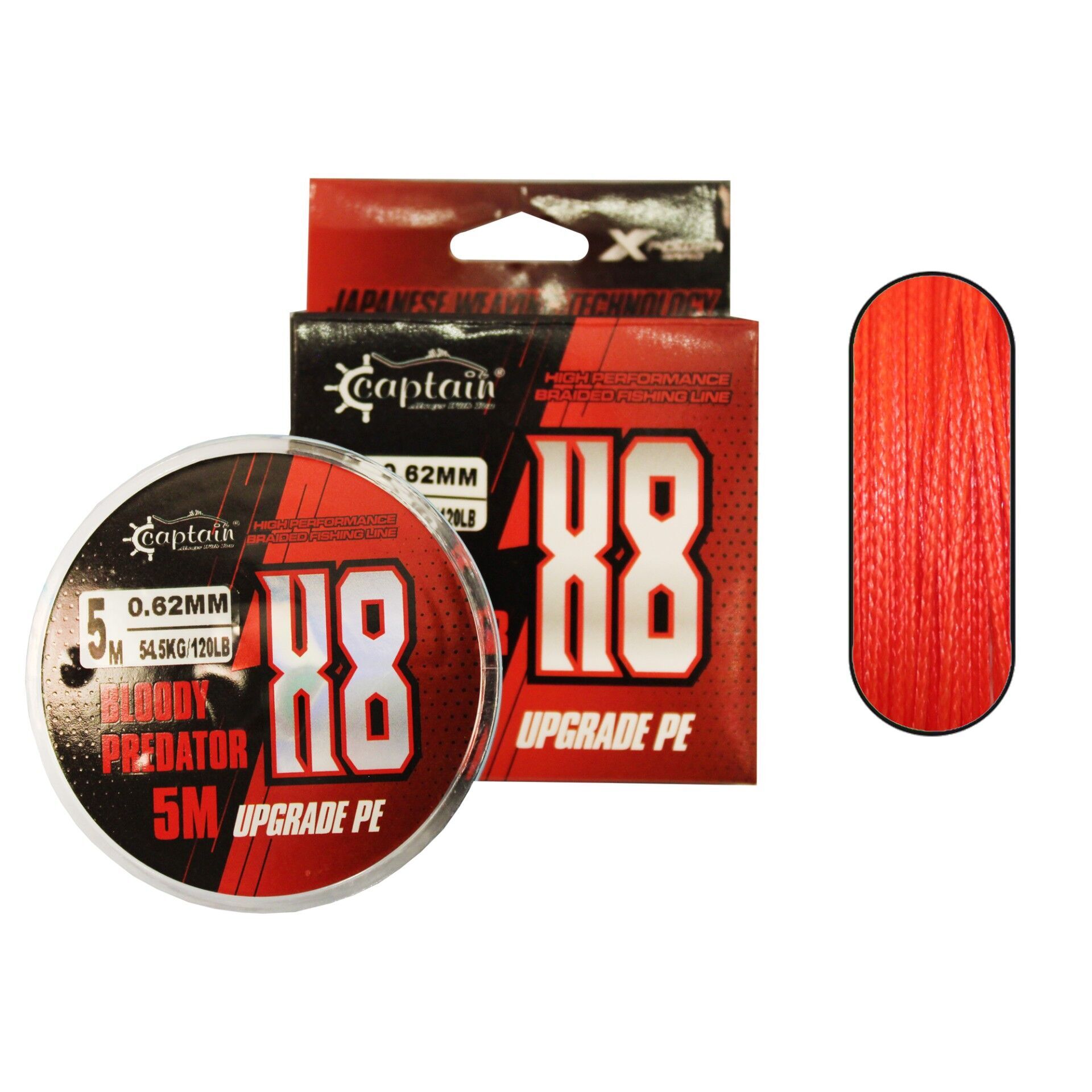 Hook Line 8X Upgrade PE Bloody Predator Assist İpi 5 Metre 0.70 mm 150 LB Kırmızı