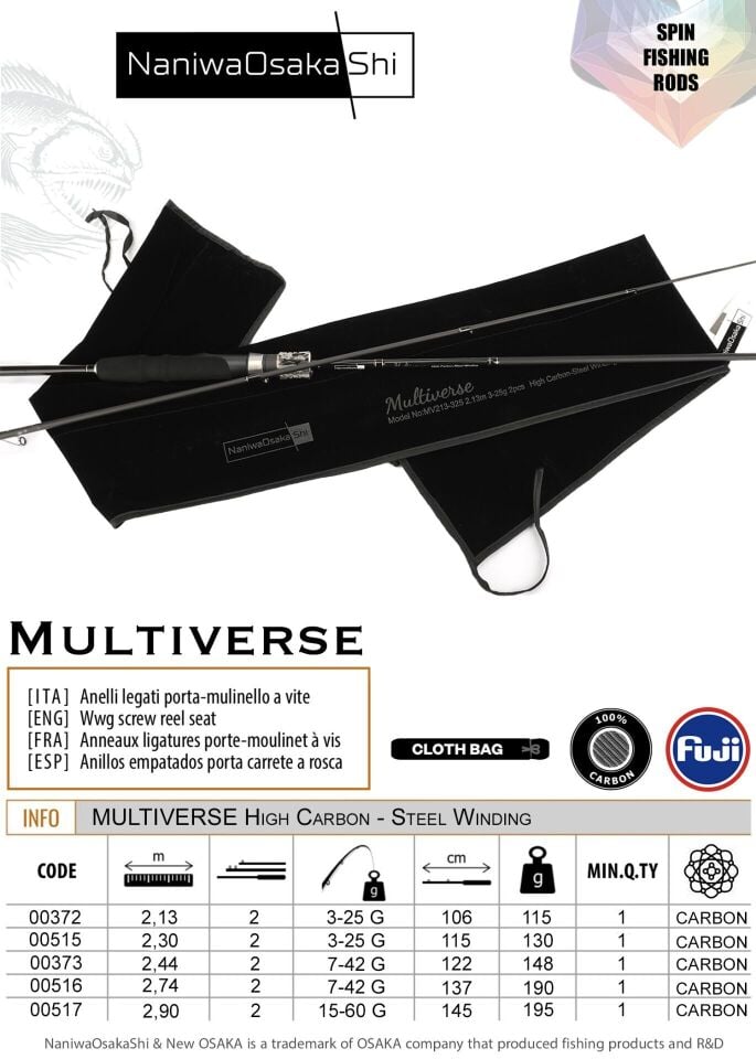NaniwaOsakaShi Multiverse 274 cm 7-42 gr Spin Olta Kamışı