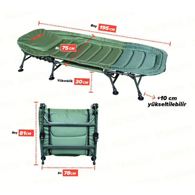 Bauer HYB009-1 Bedchair Green 8 Ayaklı Kampet