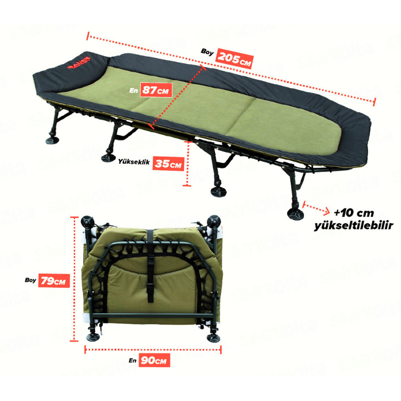 Bauer HYB046F Steel King Size Bedchair Flat 8 Ayak Kampet