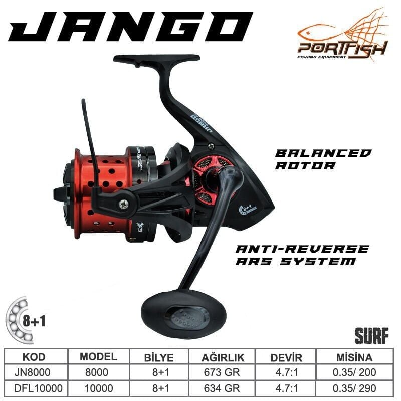 Portfish Jango 8000 fd Surf Olta Makinası 8+1 bb