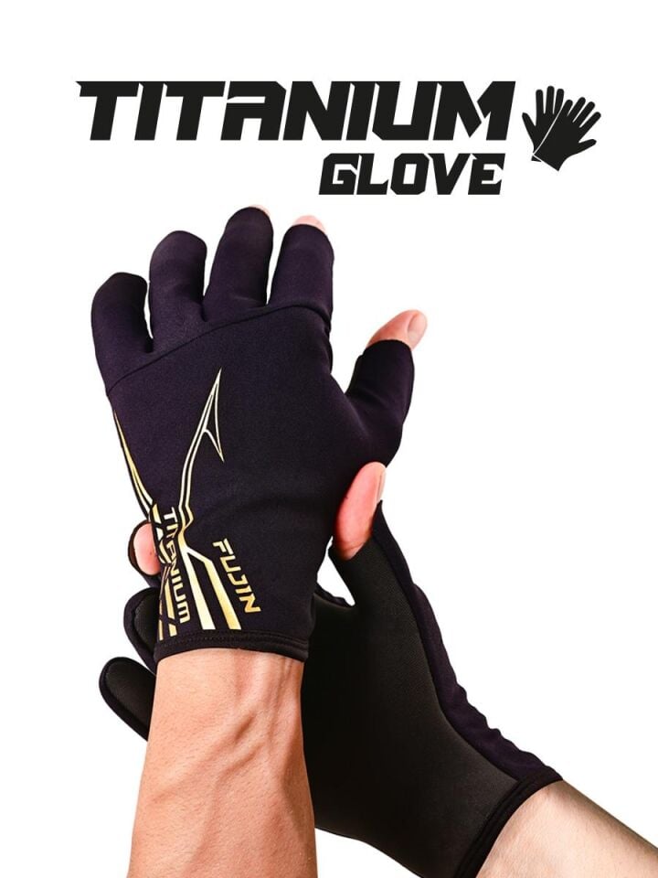 Fujin Pro Angler S24 Titanium Gloves Black Gold Eldiven M/L