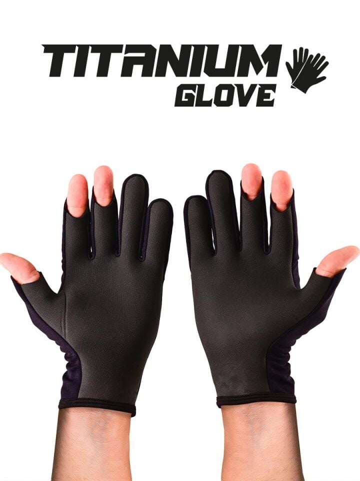 Fujin Pro Angler S24 Titanium Gloves Black Gold Eldiven M/L