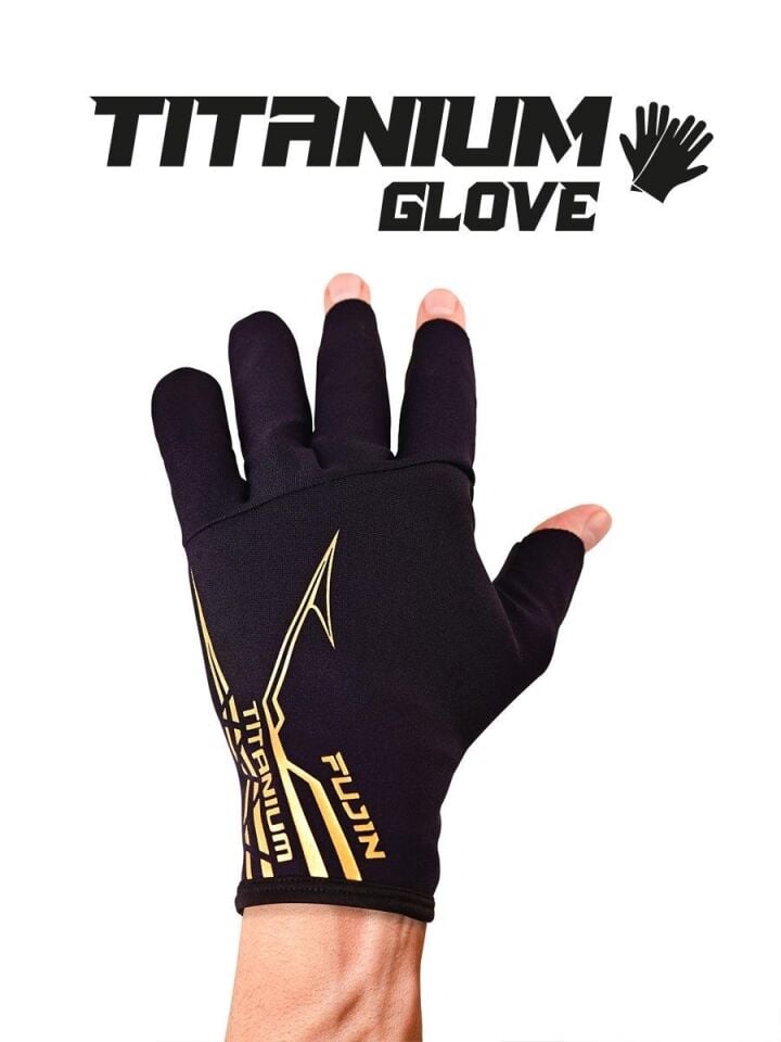 Fujin Pro Angler S24 Titanium Gloves Black Gold Eldiven M/L