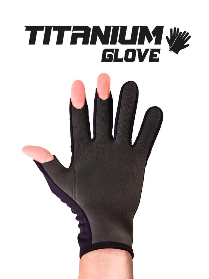 Fujin Pro Angler S24 Titanium Gloves Black Gold Eldiven M/L