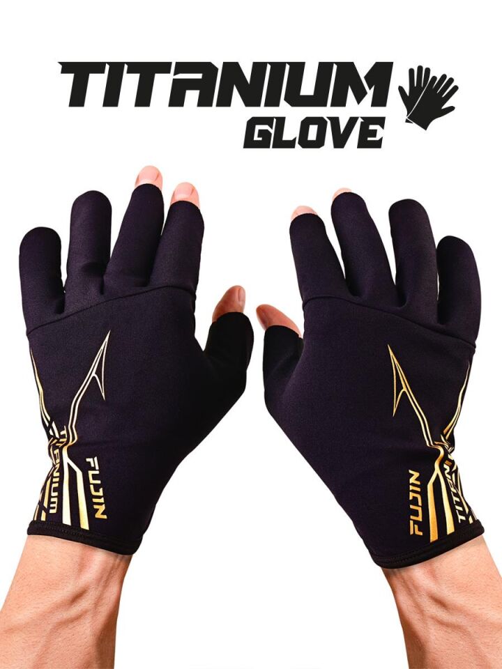 Fujin Pro Angler S24 Titanium Gloves Black Gold Eldiven M/L